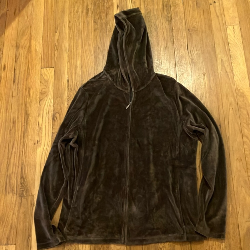 Eddie Bauer brown velour full zip women’s jacket size tall xl
